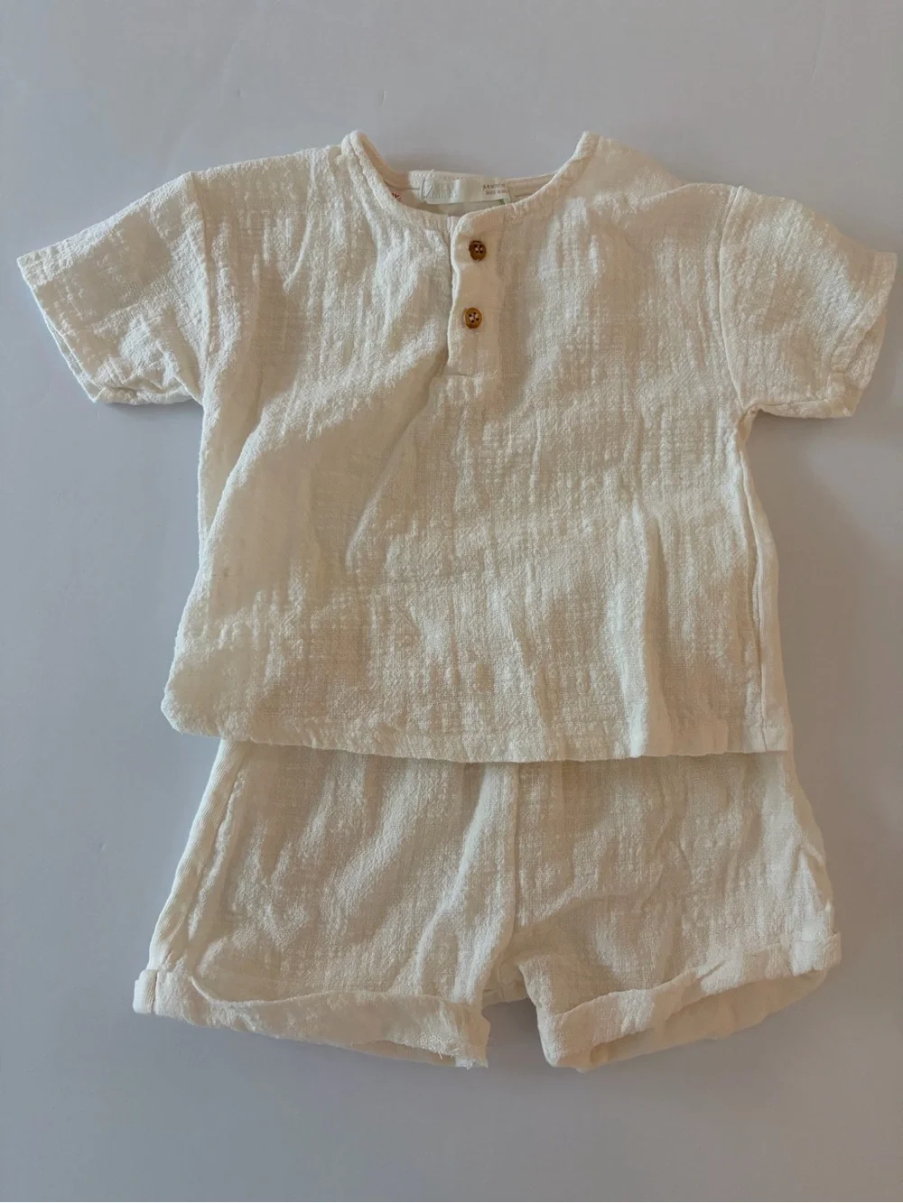 Zara Baby Matching Summer Set Infant Size 6-9 Months Ecru Cotton Casual